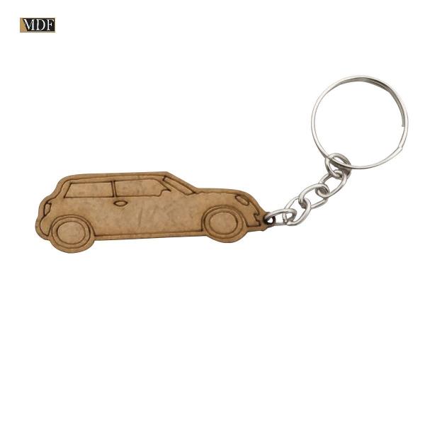 Imagem de Kit 5 Chaveiro com Argola Carro Mini Cooper 6cm Mdf Madeira