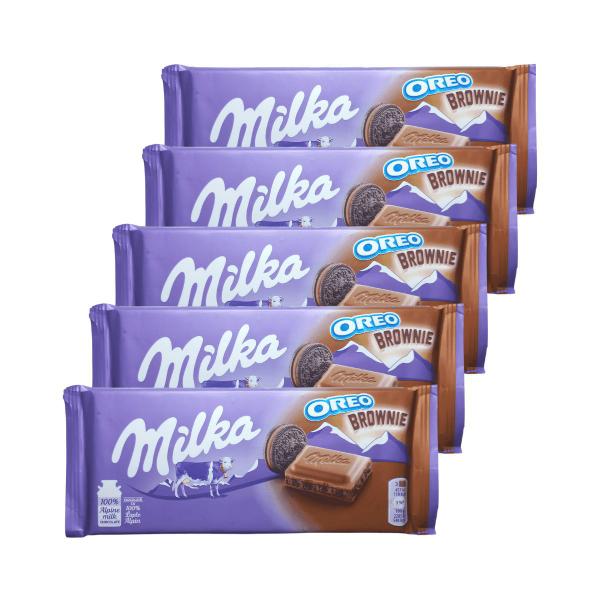 Imagem de Kit 5 Chocolate Milka Oreo Brownie 100g Importado