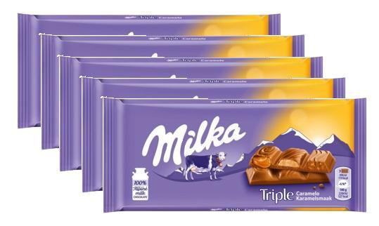 Imagem de kit 5 Chocolate milka triple caramel 90g