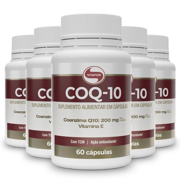 Imagem de Kit 5 Coenzima COQ-10 200mg Vitafor 60 Cápsulas