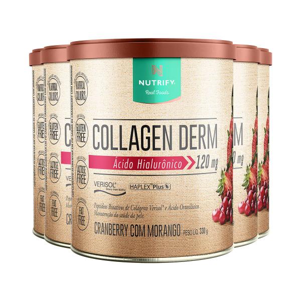 Imagem de Kit 5 Collagen Derm Hialurônico Cranberry com Morango Nutrify 330g