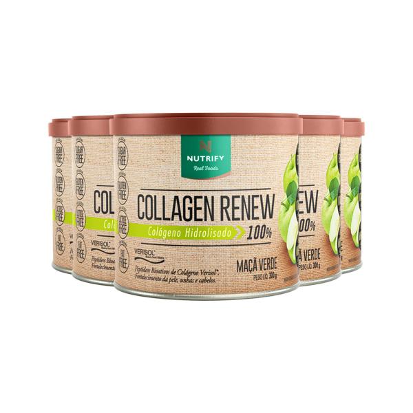 Imagem de Kit 5 Collagen Renew Colágeno Hidrolisado Maçã Verde Nutrify 300g