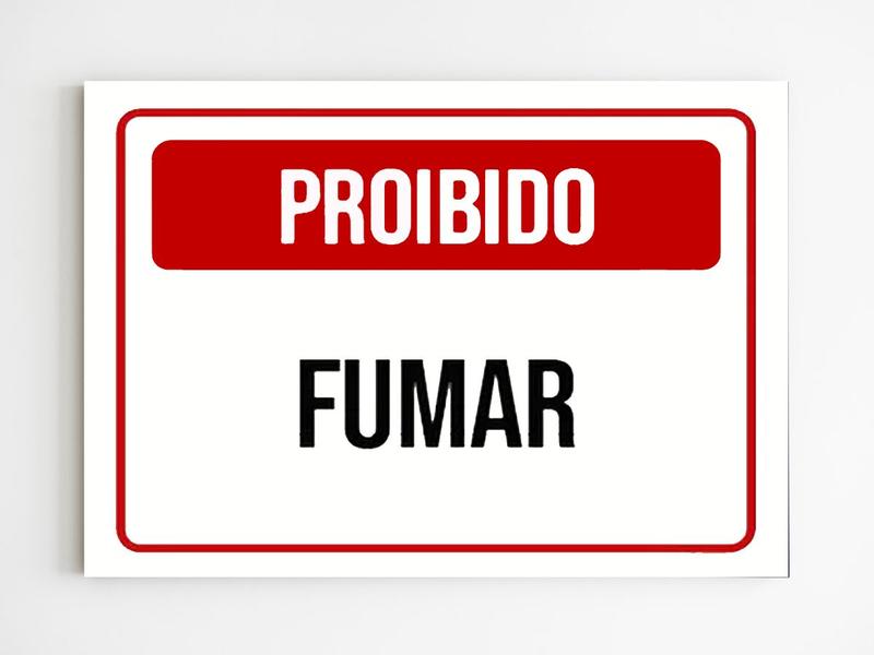 Imagem de kit 5 com placas de sinalização proibido fumar aviso mdf