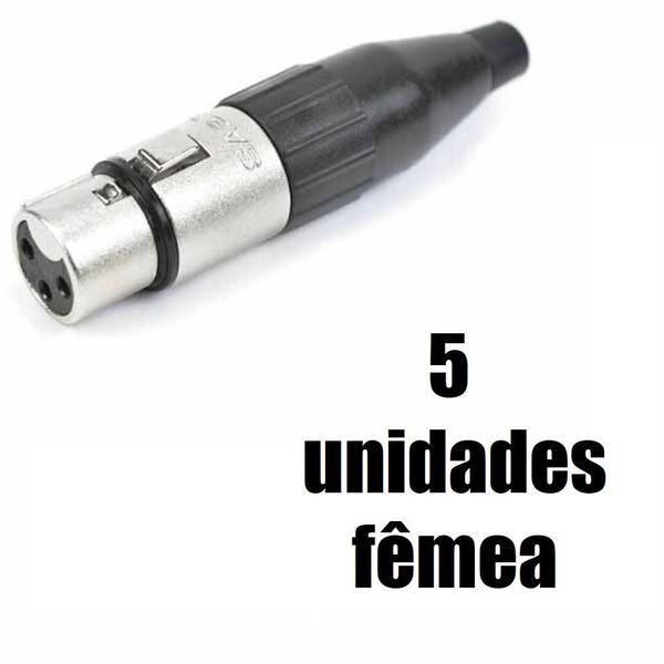 Imagem de KIT 5 Conectores XLR Linha Femea Niquelado SA2X - Santo Angelo