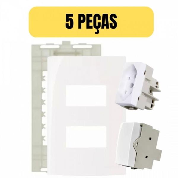 Imagem de Kit 5 conjunto 4x2 tomada 10a + interruptor paralelo sleek