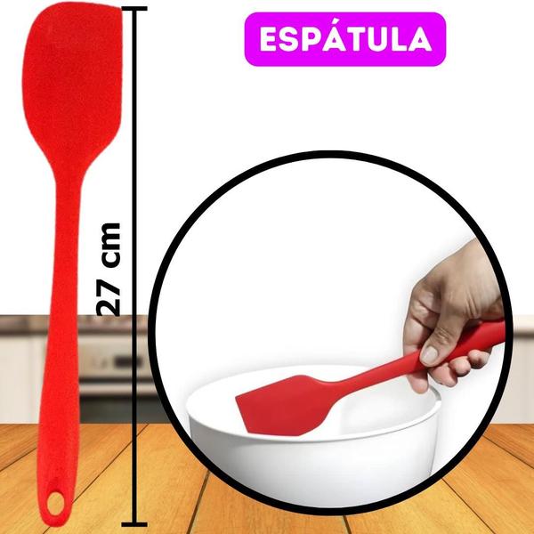 Imagem de Kit 5 Conjunto de Silicone Utensílios De Silicone 1 Colher/ 1 Espátula/ 1 Espátula Vazada/ 1Concha/ 1 Colher