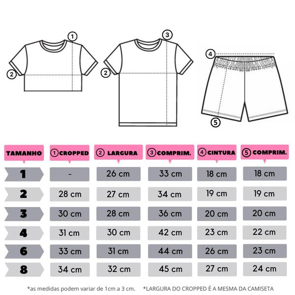 Kit Conjunto Infantil Menina Roupa Verão tamanho ao