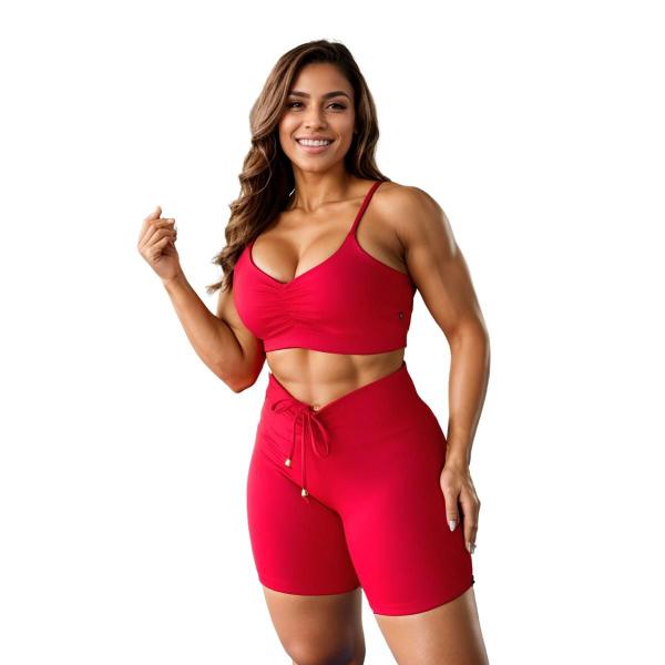 Imagem de Kit 5 Conjuntos Feminino Short e Top Cropped Com Alças Academia Fitnesss