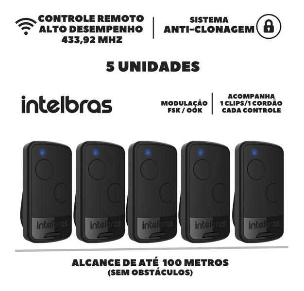 Imagem de Kit 5 Controles Ep02 Portão Automát /alarme 433,92 Intelbras