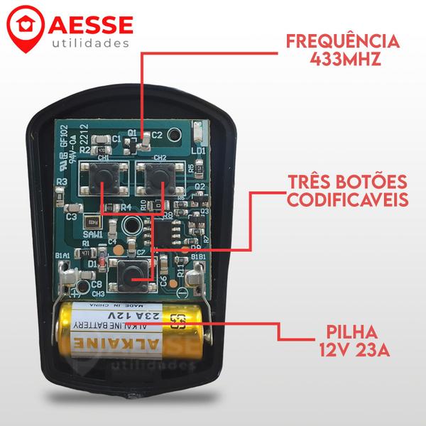 Kit 5 Controles Remoto Portão Eletrônico 433mhz Garen Imagem de Kit 5 Controles Remoto Portão Eletrônico 433mhz Garen
