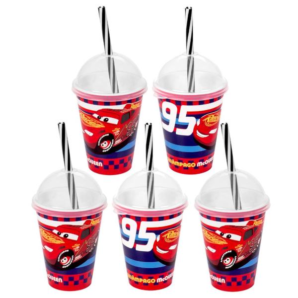 Kit 5 Copos Shake para Festa de Aniversário Carros Mcqueen - Plasútil Imagem de Kit 5 Copos Shake para Festa de Aniversário Carros Mcqueen
