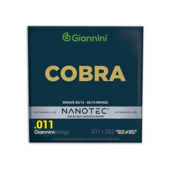 Imagem de kit 5 Cordas Giannini Violão 011 GEEFLK PN Nanotec 85/15