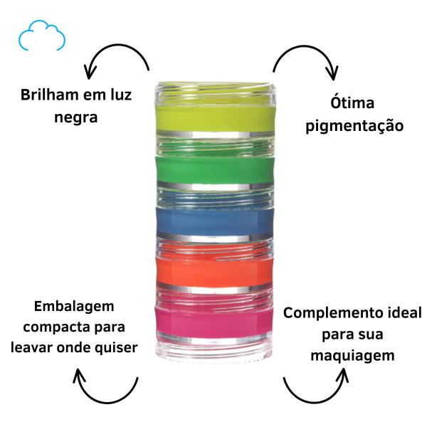 Imagem de Kit 5 cores tinta cremosa neon colormake 4g