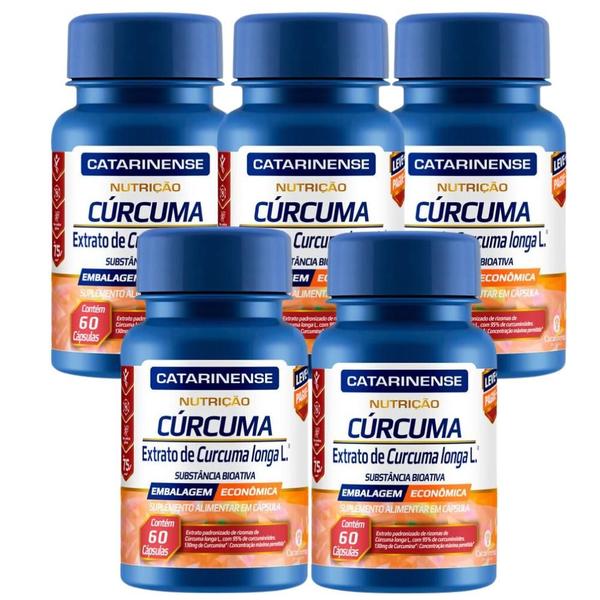 Imagem de Kit 5 Cúr cuma Longa 130mg Catarinense 60 Cápsulas 