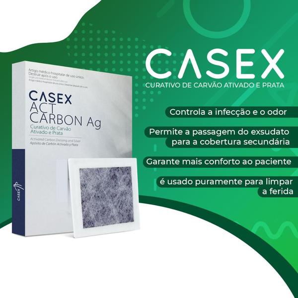 Kit 5 Curativos Activated Carvão Ativado Flexível Lesão Traumática Infecctadas - Casex Imagem de Kit 5 Curativos Activated Carvão Ativado Flexível Lesão Traumática Infecctadas