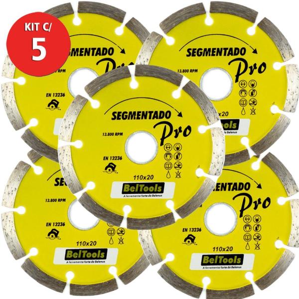 Imagem de Kit 5 Disco Diamantado Segmentado 110 x 20mm Beltools