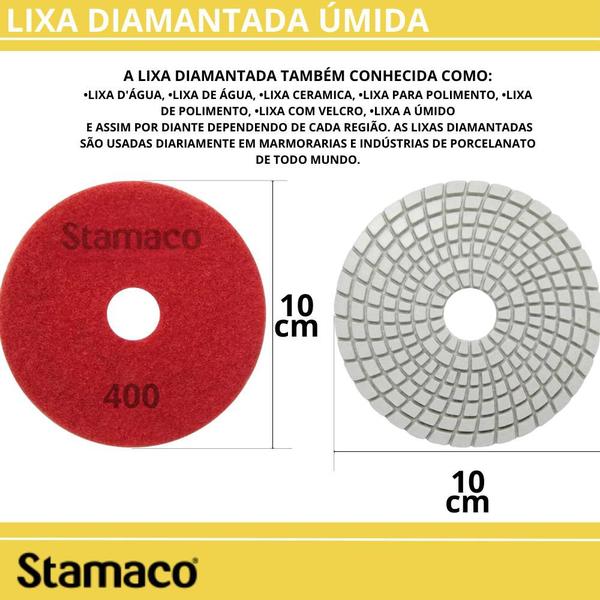 Imagem de Kit 5 Disco Lixa Diamantada Úmida Porcelanato Pedra Granito Mármore Acabamento Polimento Lixamento Brilho Dágua Flexível Polir Grão 50 à 1500 Stamaco