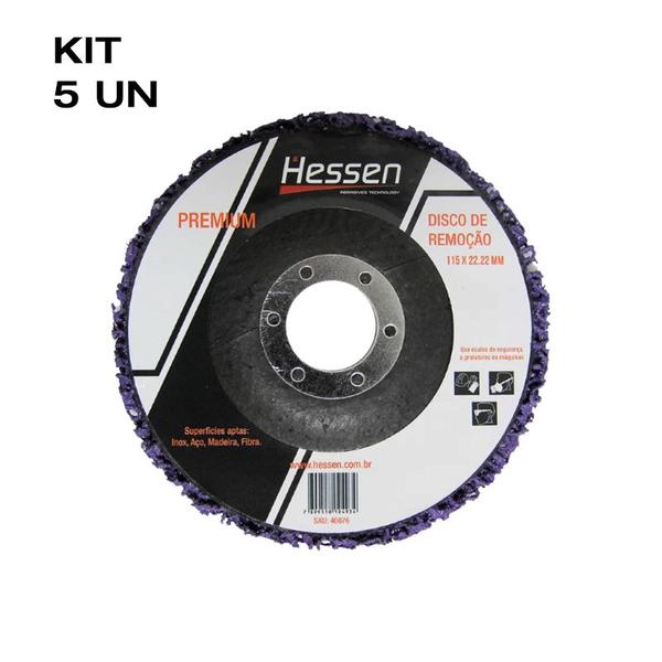 Imagem de Kit 5 Discos Abrasivo 4.1/2 X7/8  Removedor Premium 40876 Hessen