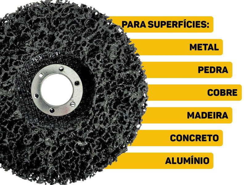 Imagem de Kit 5 Discos Abrasivos Removedor Limpeza Difícil Tinta Fundo Inox Alumínio 115mm Bramix