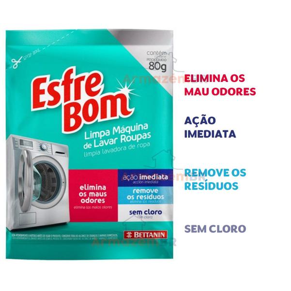 Imagem de Kit 5 EsfreBom Limpa Maquina De Lavar Roupas Removedor De Resíduos BT4710 Bettanin