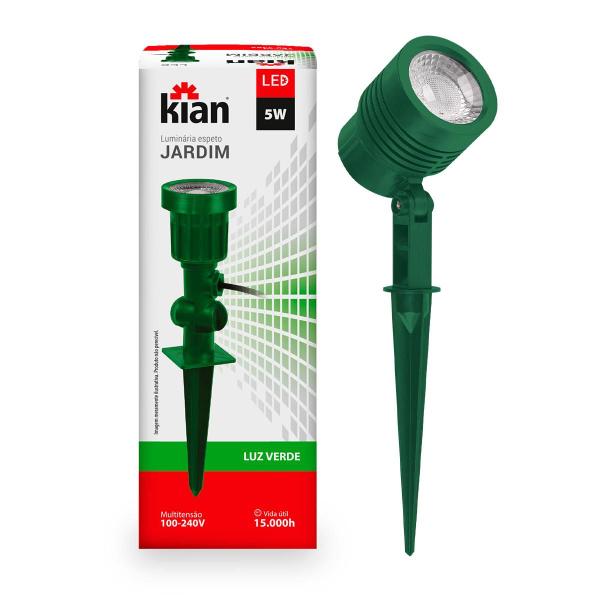 Imagem de Kit 5 Espetos Led Jardim 5w Verde 3.000k Bivolt