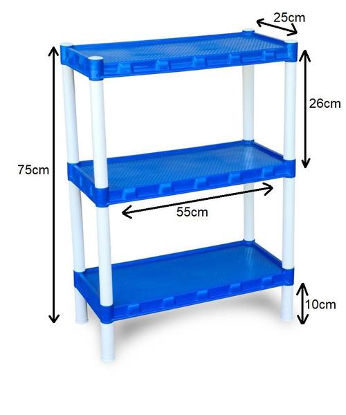 Imagem de Kit 5 Estante Plástica Azul Com 3 Prateleiras Agraplast