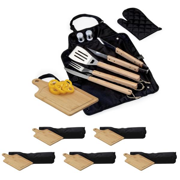 Kit 5 Estojo com Utensilios de Churrasco e Tábua de Corte - ZZ Imagem de Kit 5 Estojo com Utensilios de Churrasco e Tábua de Corte