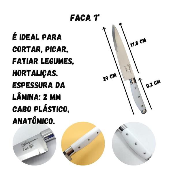 Imagem de Kit 5 Facas + Barra Magnética - SQ - Corte Carne