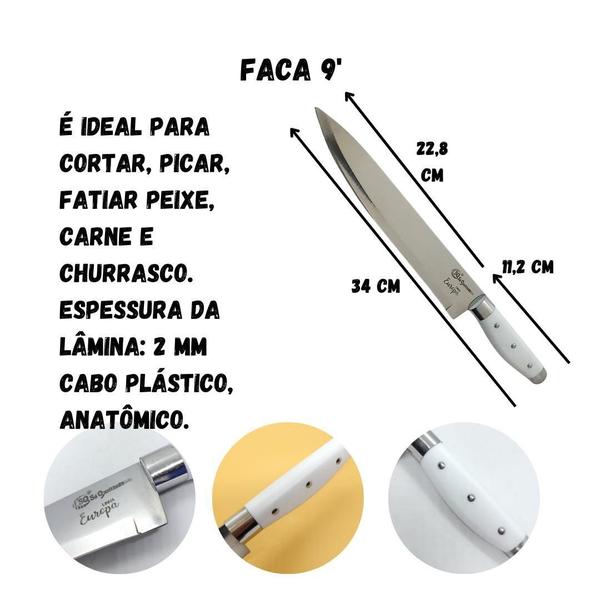 Kit 5 Facas + Barra Magnética - SQ - Corte Carne Imagem de Kit 5 Facas + Barra Magnética - SQ - Corte Carne