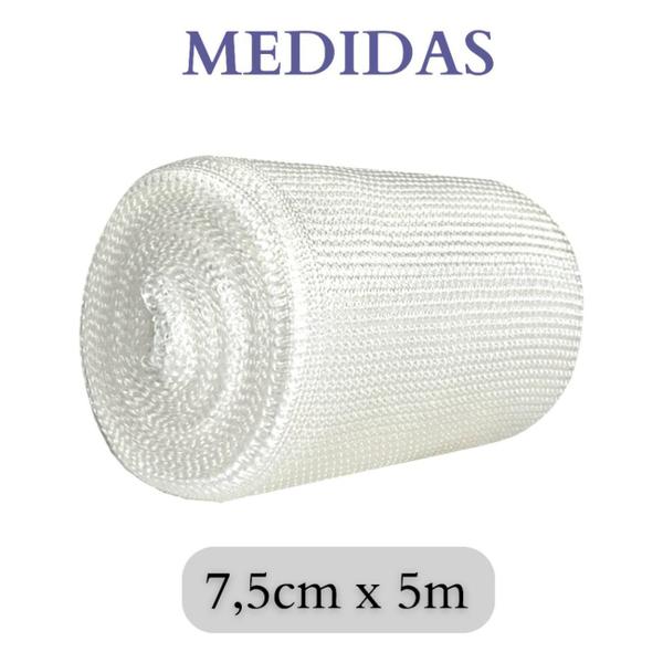 Imagem de Kit 5 Faixa Atadura Gaze Para Lesão Feridas Cortes Machucado Na Pele Cobertura Rolo 7,5cm x 5m