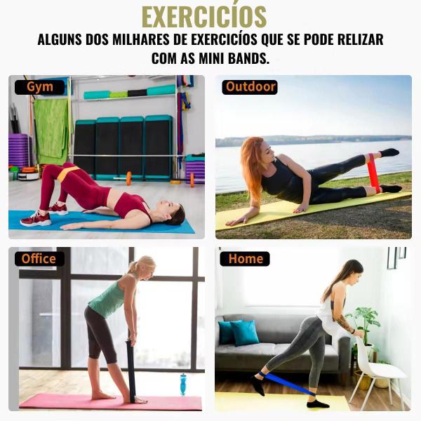 Imagem de Kit 5 Faixa Elastica Mini Band Treino Exercício Funcional Pilates Fisio