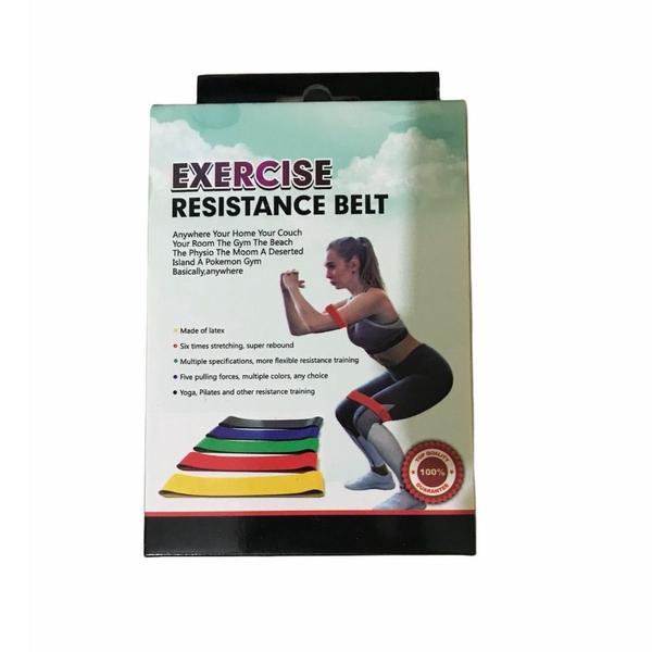 Imagem de Kit 5 Faixas Elástica de Resistência Mini Band para Treino Yoga Pilates Treino Academia Musculação