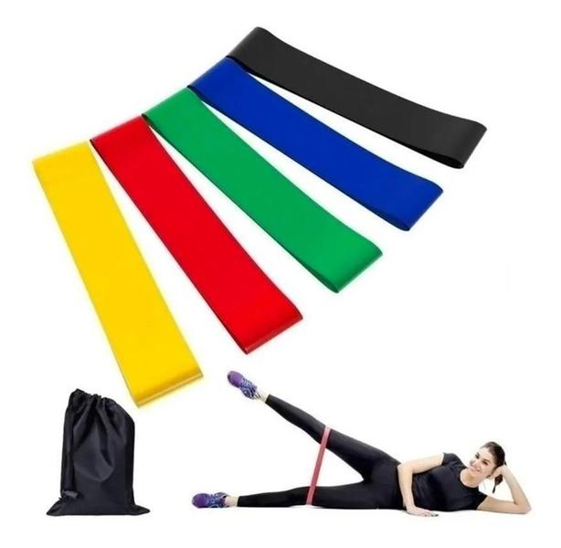 Kit 5 Faixas Elástica Mini Band Elástico Musculação - Getit Well Imagem de Kit 5 Faixas Elástica Mini Band Elástico Musculação