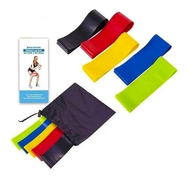 Kit 5 Faixas Elástica Mini Band Elástico Musculação - Getit Well Imagem de Kit 5 Faixas Elástica Mini Band Elástico Musculação
