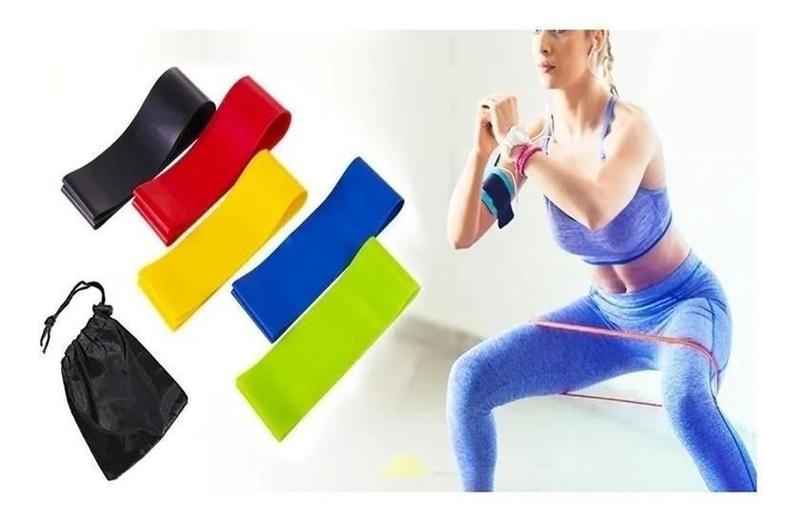 Kit 5 Faixas Elástica Mini Band Elástico Musculação - Getit Well Imagem de Kit 5 Faixas Elástica Mini Band Elástico Musculação