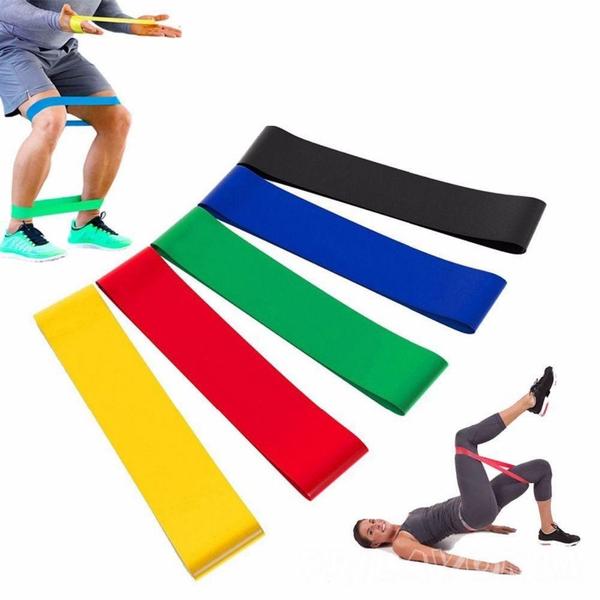 Imagem de Kit 5 Faixas Elásticas de Resistência / Mini Band para Exercícios Multifuncionais / Fisioterapia