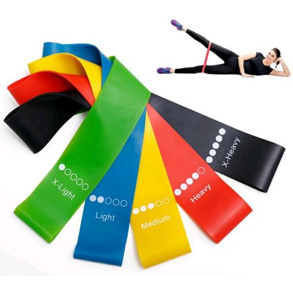 Imagem de Kit 5 Faixas Elasticas Exercicios em Casa Mini Band Extensor Academia Yoga Pilates Fitness