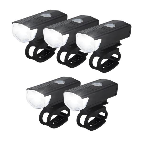 Imagem de Kit 5 Farol Lanterna Bike Bicicleta Led Carregamento USB Com Modos Luz Alta Baixa E Strobo