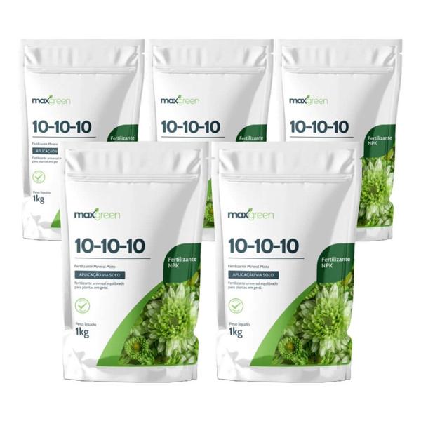 Imagem de Kit 5 Fertilizante Forth Maxgreen 10-10-10 para Jardim 1kg