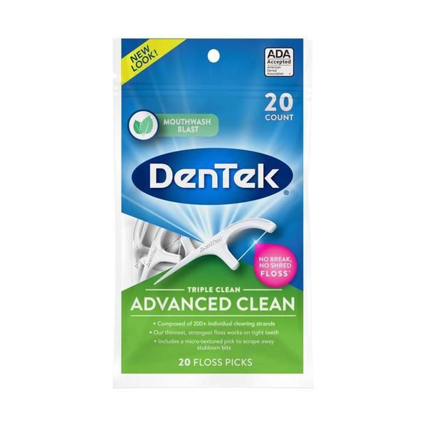 Imagem de Kit 5 Fios Dental Dentek Floss Picks Triple Clean Advanced 20un cada