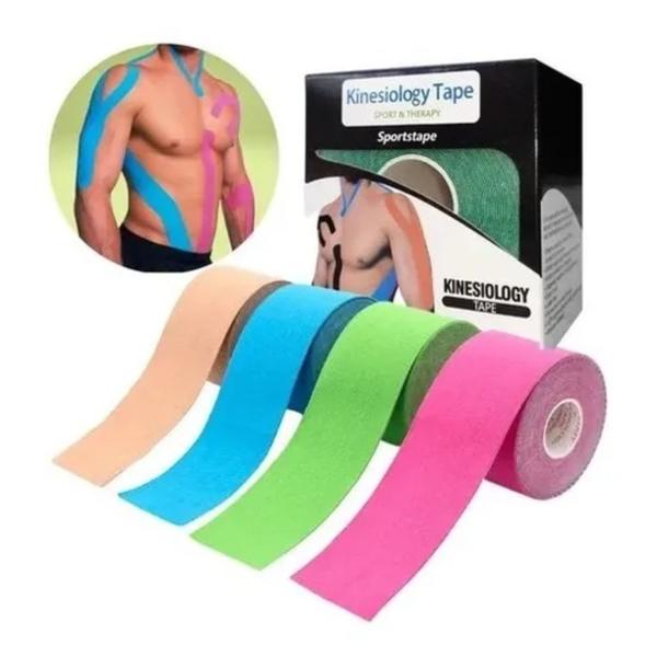 Imagem de Kit 5 Fitas Kinesio Muscular Tape Bandagem Funcional Adesiva