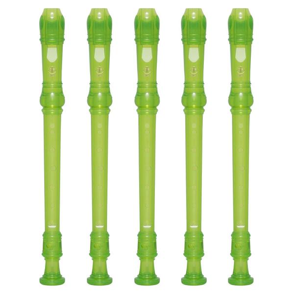 Imagem de Kit 5 Flautas Doce Soprano Germânica Em C YRS-20G Verde Yamaha