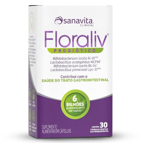 Imagem de Kit 5 Floraliv Probiótico Sanavita 30 cápsulas vegetais