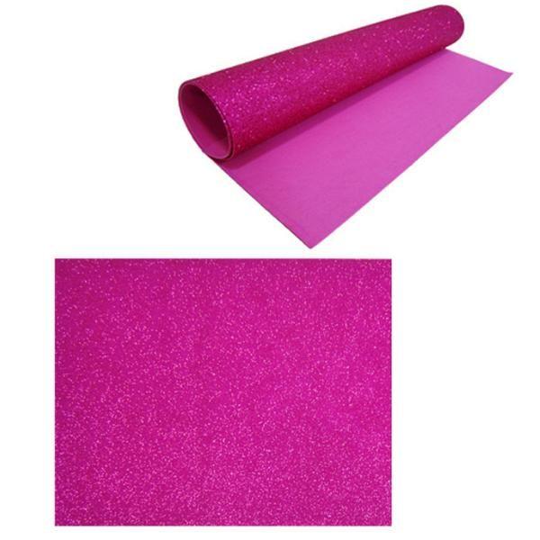 Imagem de Kit 5 Folhas Eva Pink Rosa Glitter Textura Homogênea Lavável