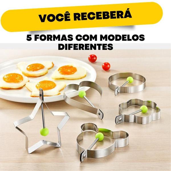 Imagem de Kit 5 Forma Aço Inox Molde Fritar Ovos Omelete Hamburguer