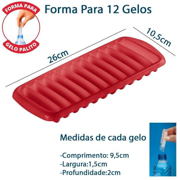 Imagem de Kit 5 Formas Gelo Palito Barra Cabe Gargalo Vermelho