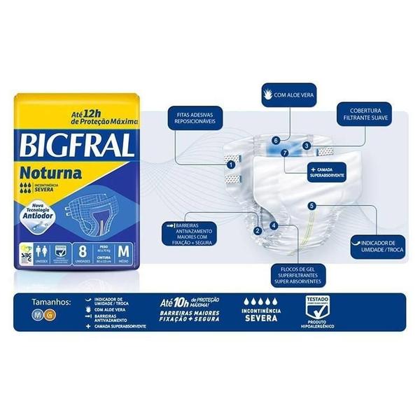 Imagem de Kit 5 - Fralda Geriátrica Bigfral Noturna M - 8 Un Cada