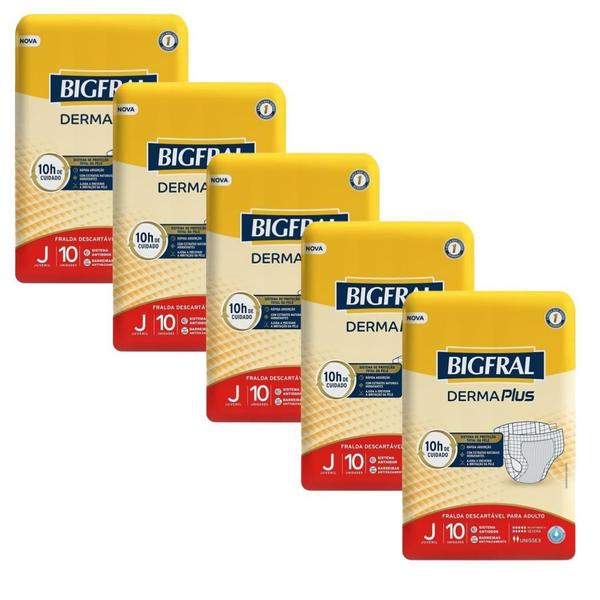 Imagem de Kit 5 Fraldas Bigfral Derma Plus Juvenil C 10 De 20Kg A 33Kg