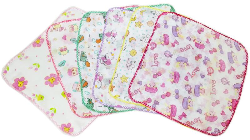 Imagem de kit 5 Fraldinha De Boca Para Bebe Estampada 33x33cm Com Crochê