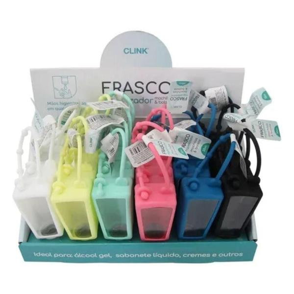 Imagem de Kit 5 Frascos Para Álcool Gel Portátil Chaveiro Higienizador